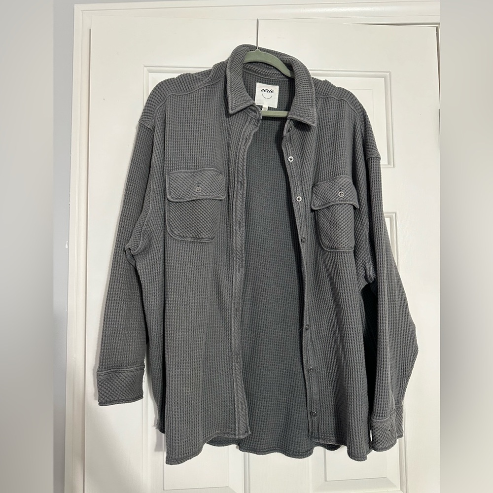 Aerie Size Large Waffle Knit Shacket